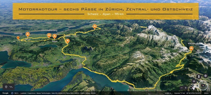 Motorradtour – sechs Paesse in Zuerich, Zentralschweiz und Ostschweiz
