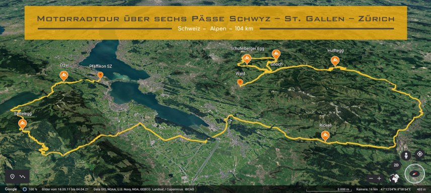 Motorradtour ueber sechs Paesse Schwyz – St. Gallen – Zuerich