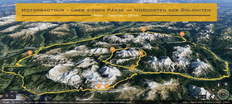 Motorradtour – ueber sieben Paesse im Nordosten der Dolomiten